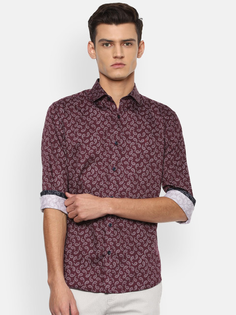 

V Dot Men Maroon Slim Fit Printed Casual Shirt