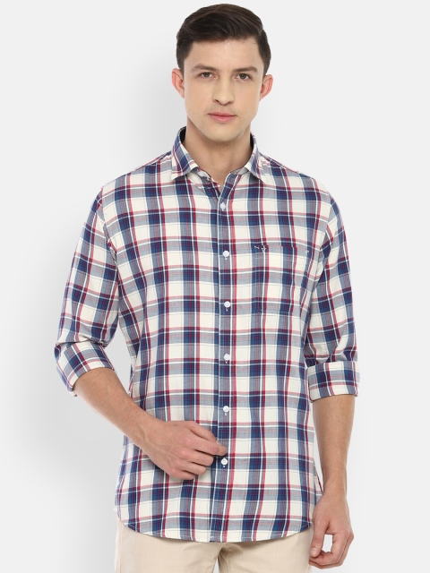 

Van Heusen Sport Men Cream-Coloured Checked Casual Shirt