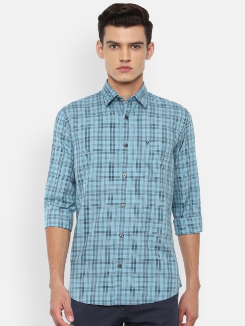 

Van Heusen Sport Men Blue & Black Cotton Slim Fit Checked Casual Shirt