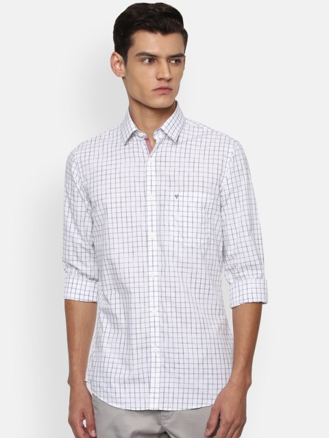

Van Heusen Sport Men White & Grey Cotton Slim Fit Checked Casual Shirt