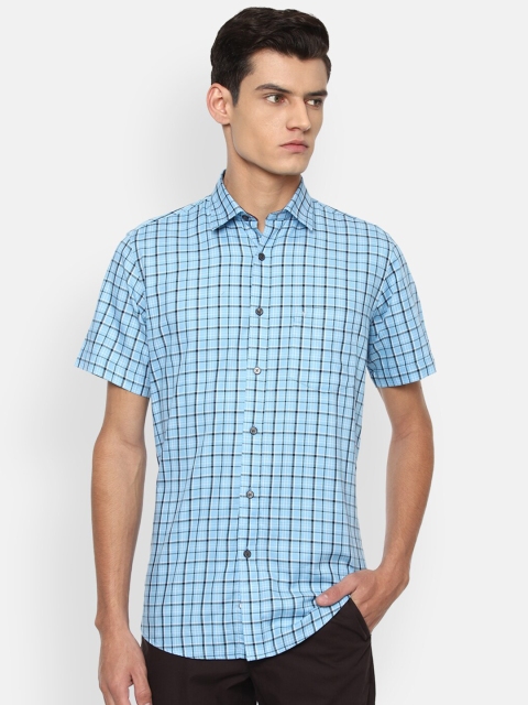 

Van Heusen Sport Men Blue & Black Cotton Slim Fit Checked Casual Shirt