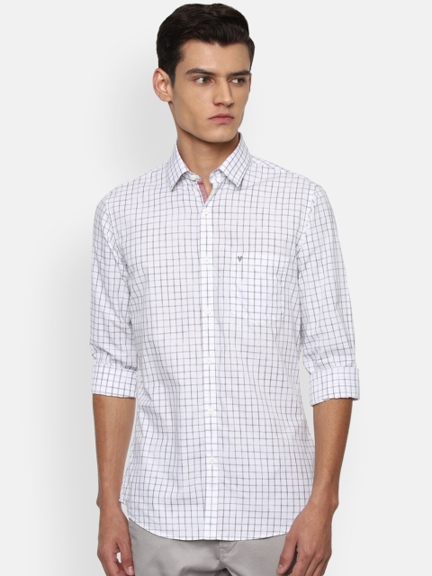 

Van Heusen Sport Men White & Grey Cotton Slim Fit Grid Checked Casual Shirt