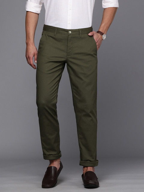 

Louis Philippe Sport Men Olive Green Slim Fit Solid Trousers