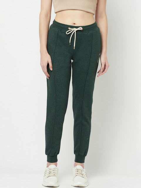

METTLE Women Green Solid Cotton Joggers