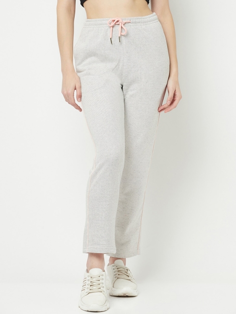 

METTLE Women Grey Melange Solid Cotton Track Pants