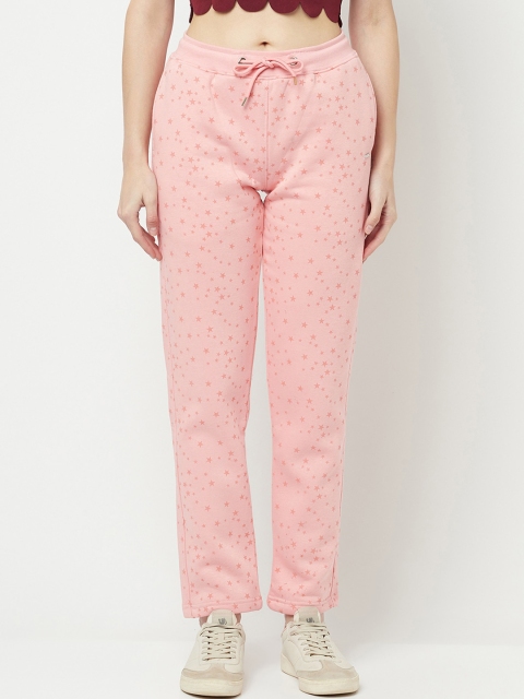 

METTLE Women Pink Printed Cotton Track Pants