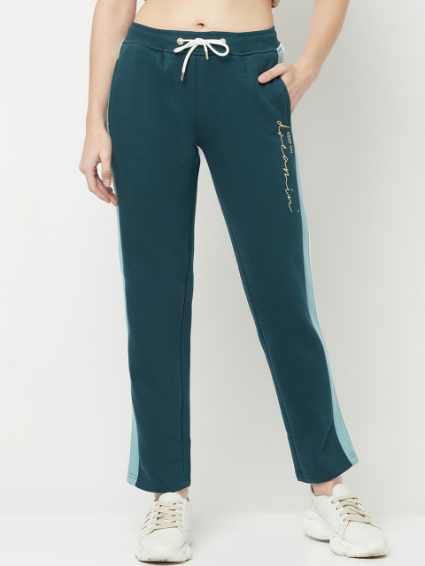 

METTLE Women Blue Solid Regular-Fit Pure Cotton Track Pant