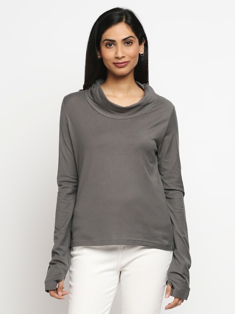 

effy Grey Cowl Neck Organic Cotton Top