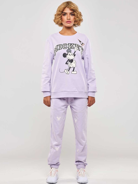 

BLUEAGE Women Purple Mickey Mouse Printed Jogger