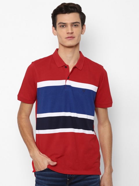 

Allen Solly Men Red Striped Polo Collar Pockets T-shirt