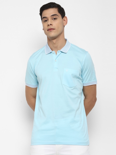 

Allen Solly Men Blue Pure Cotton Polo Collar Pockets T-shirt