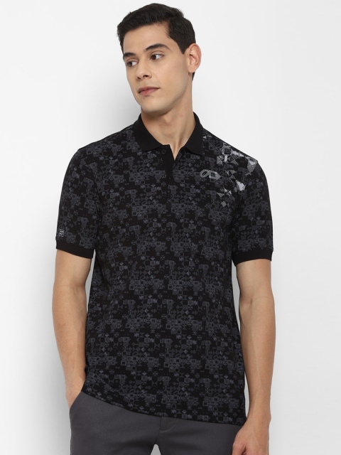 

Allen Solly Men Black & raisin black Printed Polo Collar T-shirt