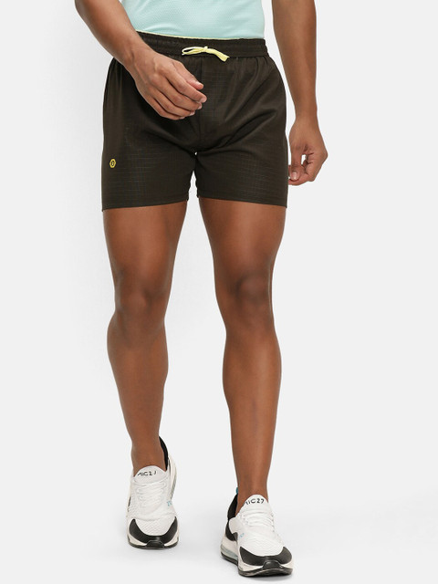 

V2 Value & Variety Men Olive Green Cotton Self-Checked Mid-Rise Shorts