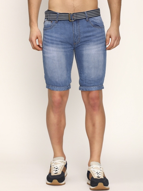 

V2 Value & Variety Men Blue Faded Mid-Rise Denim Shorts