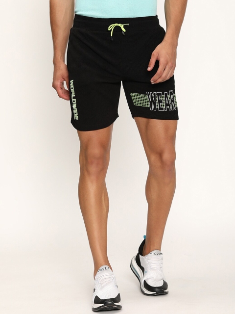 

V2 Value & Variety Men Black & White Cotton Typography Print Mid-Rise Shorts