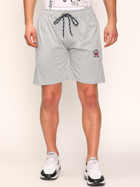 

V2 Value & Variety Men Grey Melange Cotton Solid Mid-Rise Shorts
