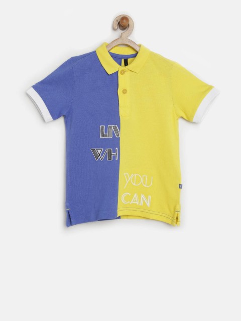 

United Colors of Benetton Boys Yellow & Blue Colourblocked Polo T-shirt