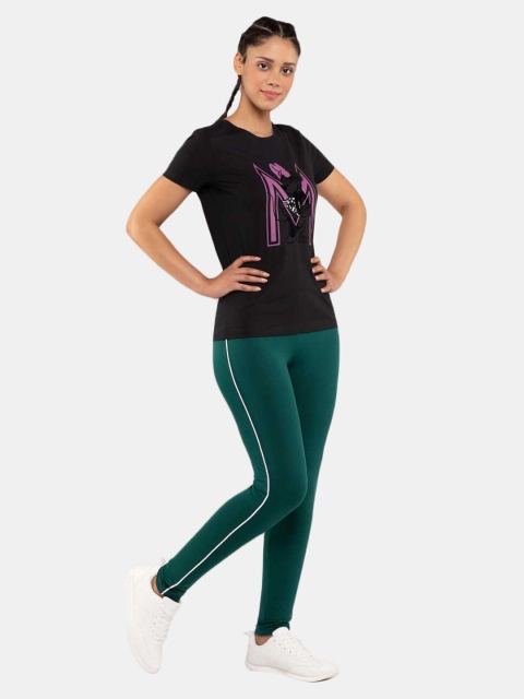 

BLUEAGE Women Black Printed T-shirt