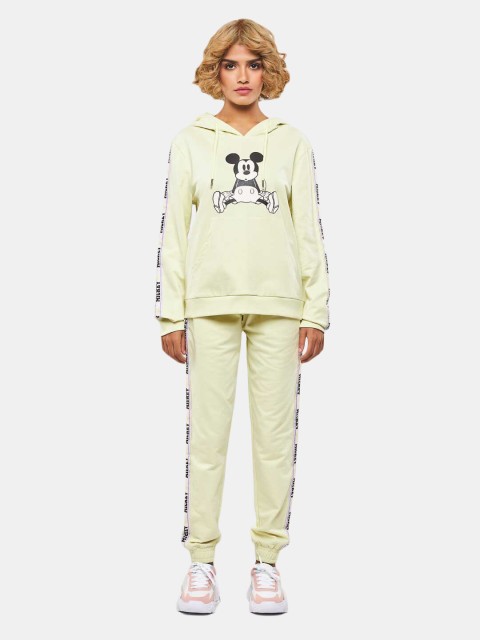 

BLUEAGE Women Green Printed Hooded Sweatshirt