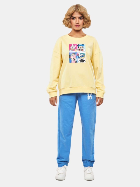 

BLUEAGE Women Yellow Printed Sweatshirt