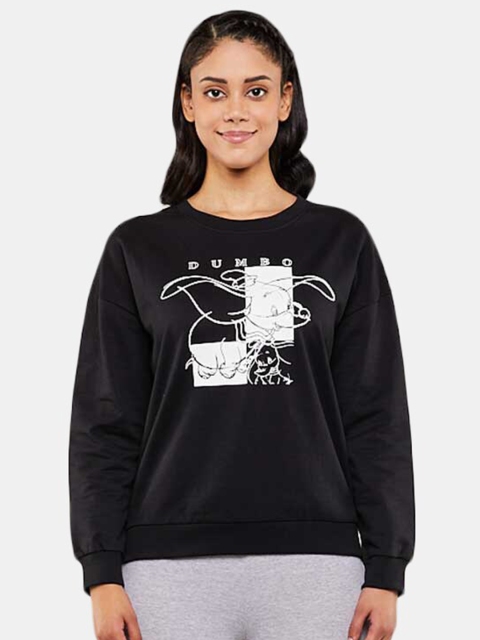 

BLUEAGE Women Black Printed Sweatshirt