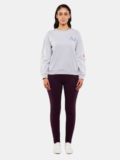 

BLUEAGE Women Grey Printed Sweatshirt