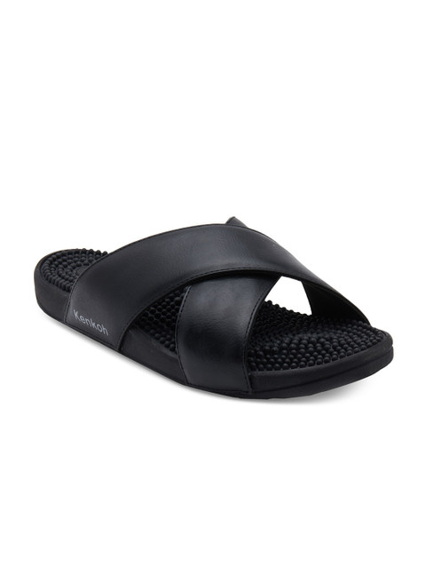 

Kenkoh Men Black Solid Open Toe Flats