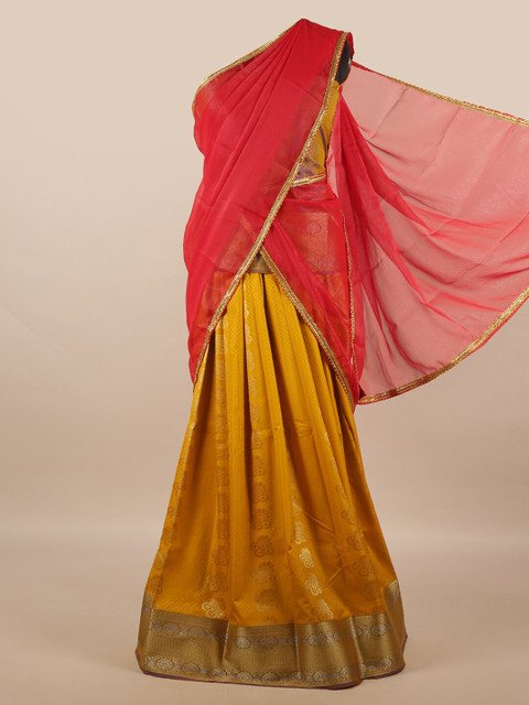 

Pothys Red & Yellow Unstitched Half Saree