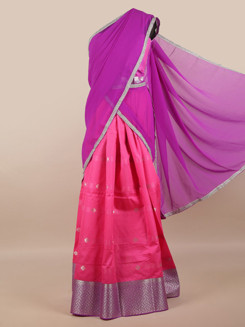 

Pothys Purple & Magenta Unstitched Half Saree