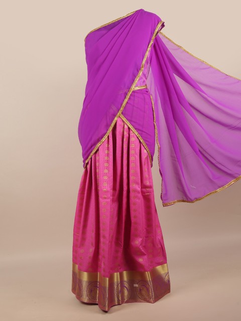 

Pothys Lavender & Pink Unstitched Lehenga & Blouse With Dupatta