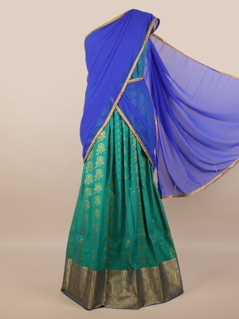 

Pothys Blue & Green Unstitched Half Saree