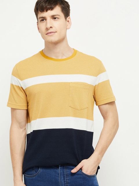 

max Men Yellow & White Colourblocked T-shirt