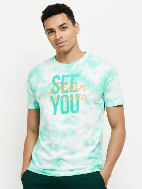 

max Men Green Typography Printed T-shirt