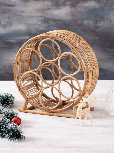 

nestroots Beige-Toned Wooden Designer Wine Rack Bottle Holder