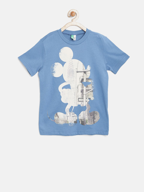 

Disney by United Colors of Benetton Boys Blue Printed Round Neck T-shirt