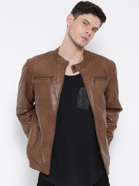 

Monte Carlo Brown Faux Leather Biker Jacket
