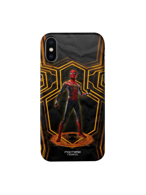 

macmerise Charcoal Grey & Gold-Toned Spider-Man Print Sleek iPhone XS Back Case
