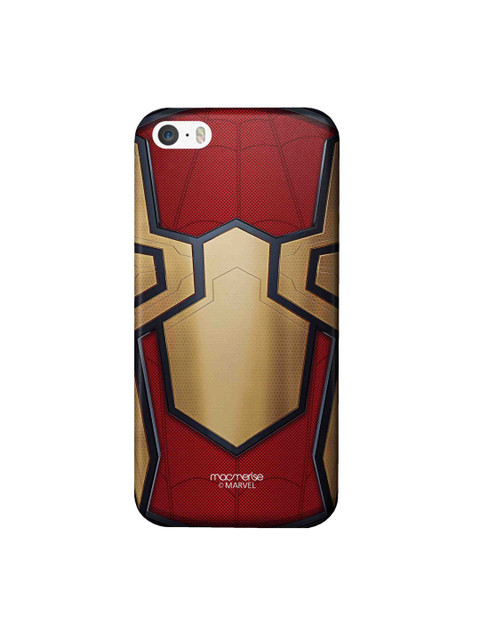 

macmerise Red & Gold-Toned Integrated Spider-Man Logo Sleek iPhone SE Back Case