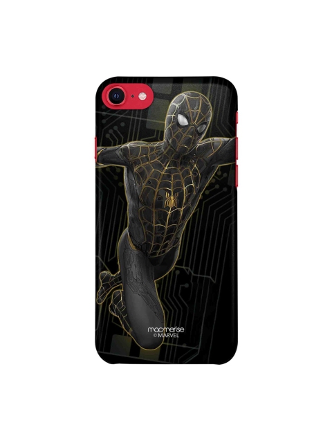 

macmerise Black & Gold-Toned Spiderman Print iPhone SE Back Case