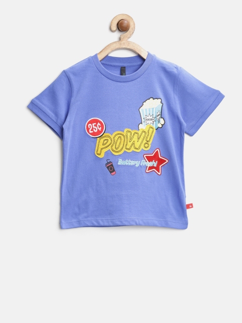 

United Colors of Benetton Boys Blue Printed Round Neck T-shirt