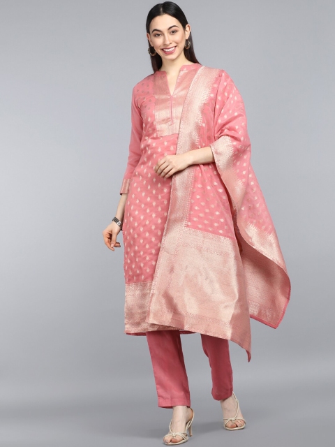 

AHIKA Women Peach-Coloured & White Floral Printed Kurta With Trousers & Dupatta