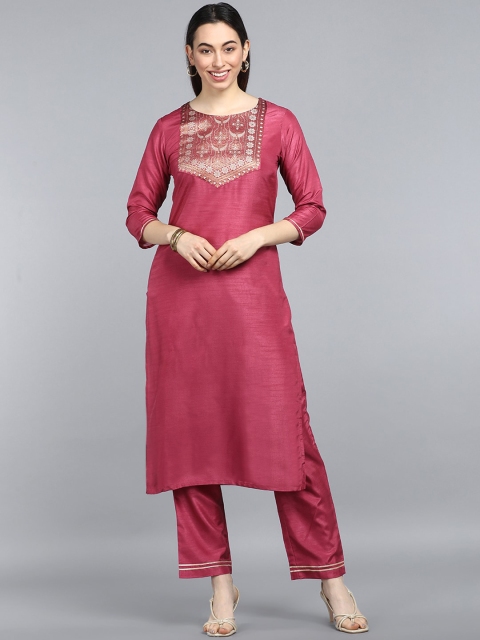 

AHIKA Women Pink Yoke Design Kurta with Trousers