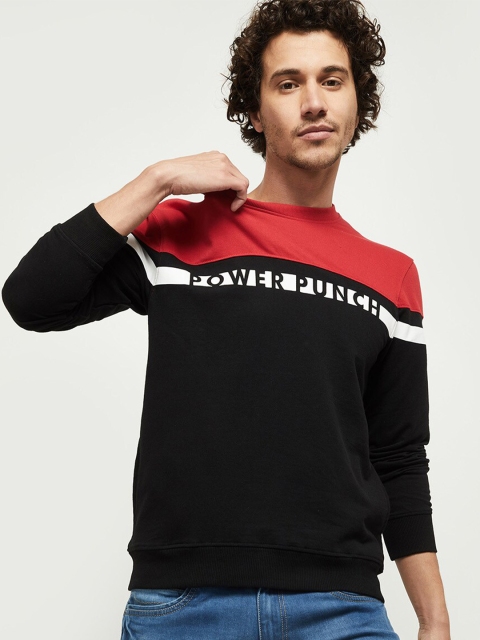 

max Men Red & Black Colourblocked Sweatshirt