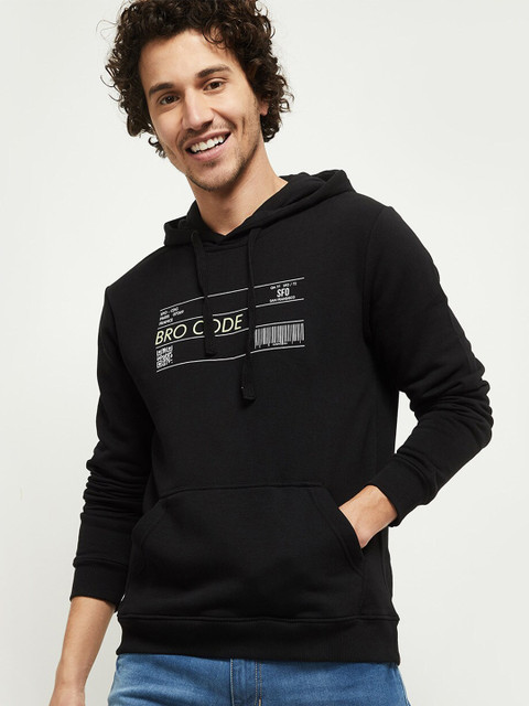 

max Men Black & White Printed Sweatshirt