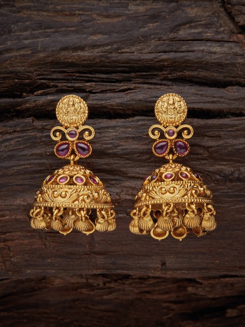 

Kushal's Fashion Jewellery Gold-Toned Dome Shaped Jhumkas Earrings
