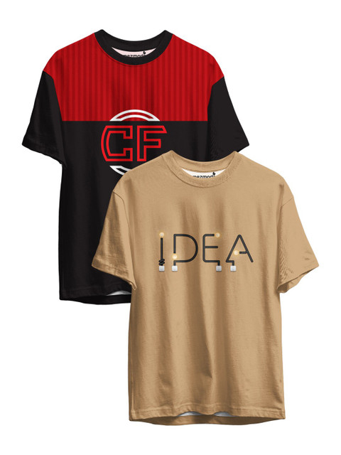 

mezmoda Boys Pack of 2 Printed Drop-Shoulder Sleeves T-shirts, Black