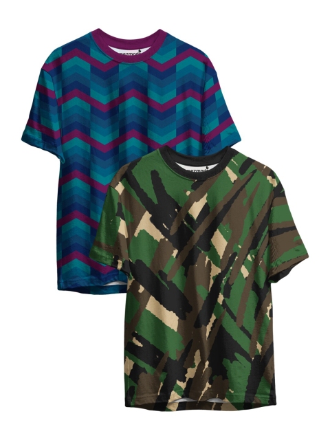 

mezmoda Boys Pack of 2 Printed Drop-Shoulder Sleeves T-shirts, Teal