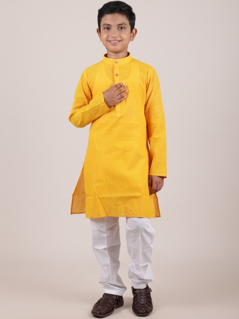 

Pothys Boys Yellow Pure Cotton Kurta with Pyjamas