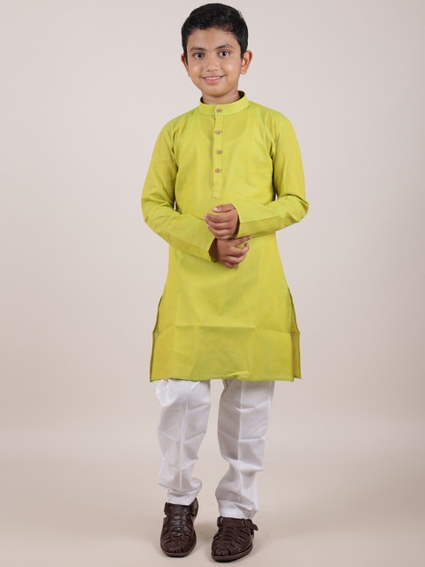 

Pothys Boys Green Pure Cotton Kurta With Pyjamas