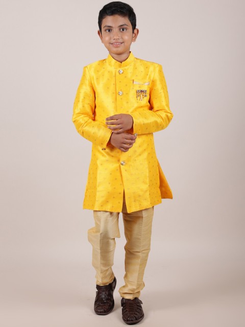 

Pothys Boys Yellow Pure Cotton Kurta with Churidar